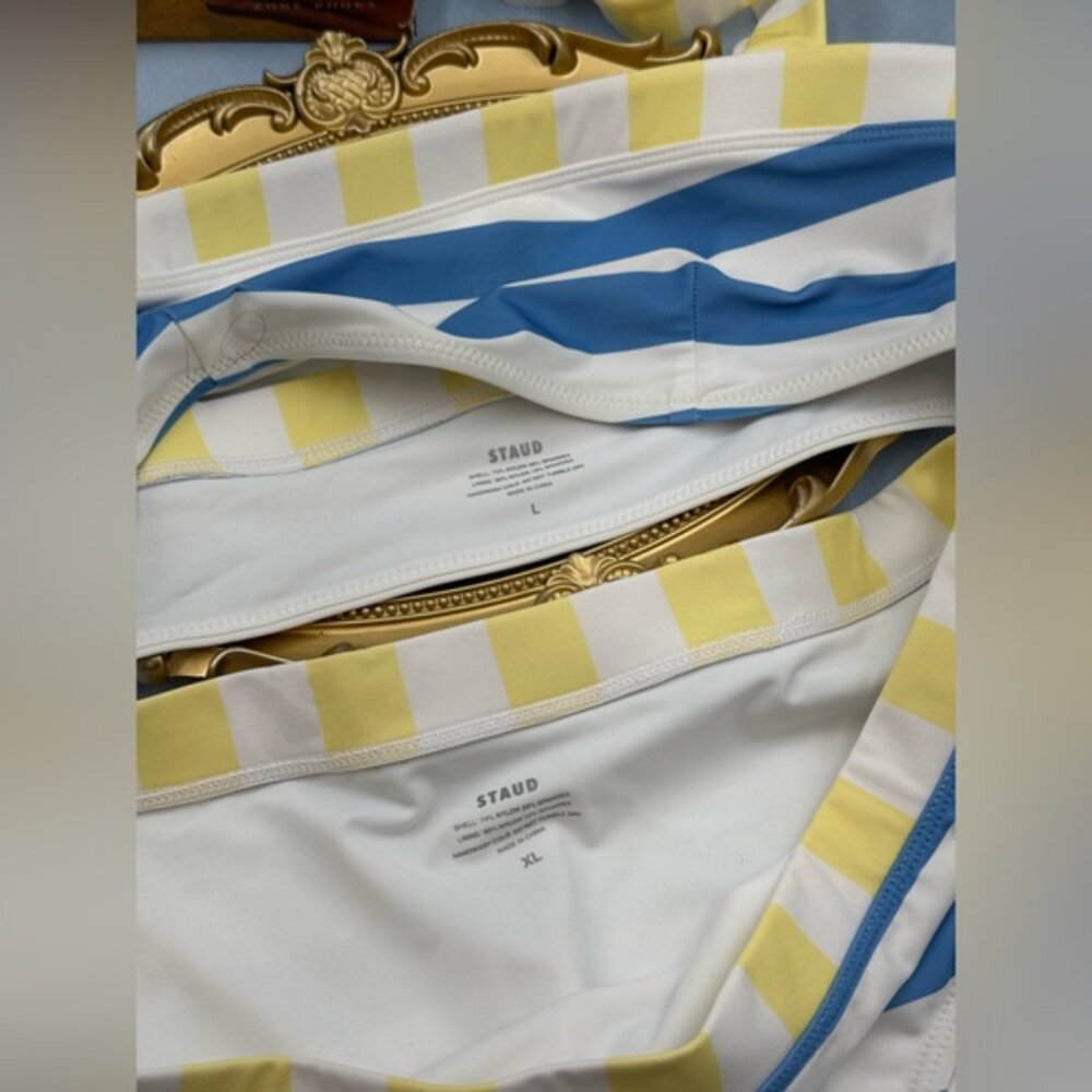 🆕 STAUD 🧿 NWT ColorBlock Stripe Bikini Set: Liv Top Sz L + Devon Bottom Sz XL - Picture 12 of 16